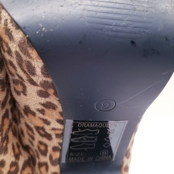 Y2K Vintage Groove Faux Suede Leopard Print - Drama Queen - Size 9 - Picture 7 of 7